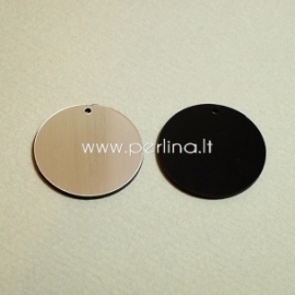 Plexiglass pendant "Full-moon", black/silver, 2,1 cm