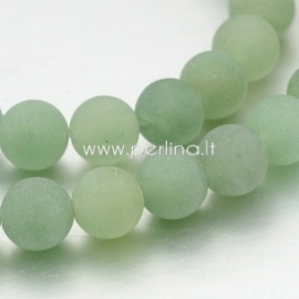 Natural green aventurine gemstone bead, frosted, round, 8 mm, 1 pc
