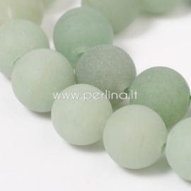Natural green aventurine gemstone bead, frosted, round, 12 mm, 1 pc
