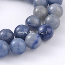Natural blue aventurine gemstone bead, round, 10 mm, strand 39 cm