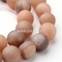Natural electroplated agate gemstone bead, round, rainbow plared, 10 mm, 1 pc
