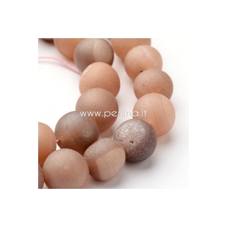 Natural electroplated agate gemstone bead, round, rainbow plared, 10 mm, 1 pc