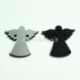 Plexiglass connector "Angel", black/silver, 2,2x2,2 cm