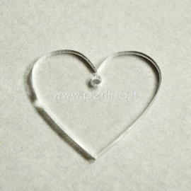 Plexiglass pendant "Heart", clear, 2,2x2,5 cm