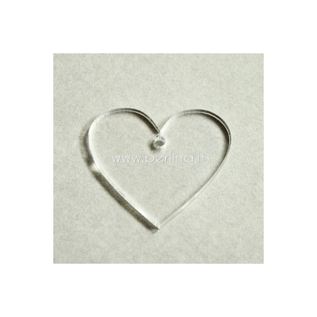 Org. stiklo detalė-pakabukas "Širdis", skaidrios sp., 2,2x2,5 cm