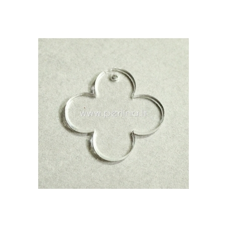 Plexiglass pendant "Round Cross", clear, 2,5x2,5 cm
