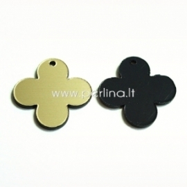 Plexiglass pendant "Round Cross", black/gold, 2,5x2,5 cm