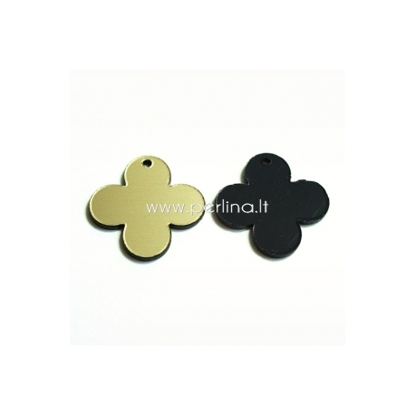Plexiglass pendant "Round Cross", black/gold, 2,5x2,5 cm