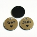 Engraved plexiglass pendant "Sisters", black/gold, 1,5x1,5 cm