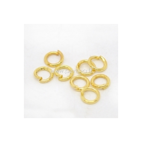 Open jump ring, gold plated, 4x0,7 mm, 10 pcs
