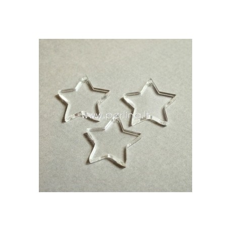 Plexiglass pendant "Star sharp", clear, 2,2x2,2 cm