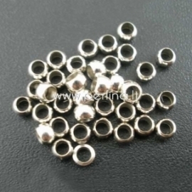 Crimp beads, round, antique silver, 3 mm, 50 pcs