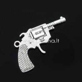 Charm "Gun", antique silver, 40x26 mm