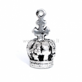 3D pendant "Crown", antique silver, 18x9 mm