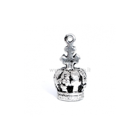 3D pendant "Crown", antique silver, 18x9 mm