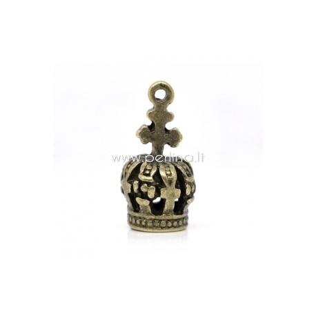 3D pendant "Crown", antique bronze, 18x9 mm