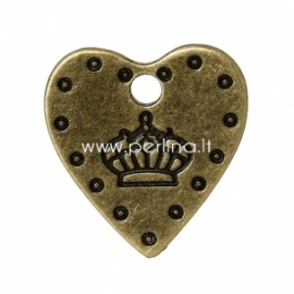 Pendant "Heart in the Crown", antique bronze, 18x17 mm