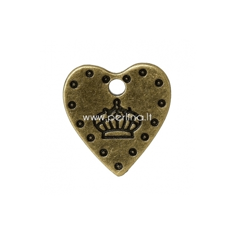 Pendant "Heart in the Crown", antique bronze, 18x17 mm