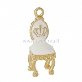 3D pendant "Chair", gold plated, white, 26x10 mm