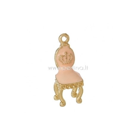 3D pendant "Chair", gold plated, peachy, 26x10 mm