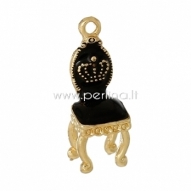 3D pendant "Chair", gold plated, black, 26x10 mm