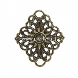 Filigree stamping embellishment, antique bronze, 47x40 mm