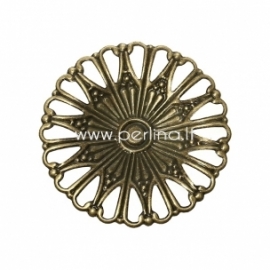 Filigree stamping embellishment, antique bronze, 49 mm