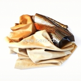 Natural leather offcuts, mixed metallic, 150 g.