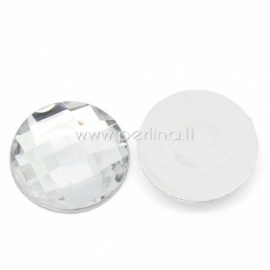 Acrylic cabochon embellishment, faceted, clear, 18 mm