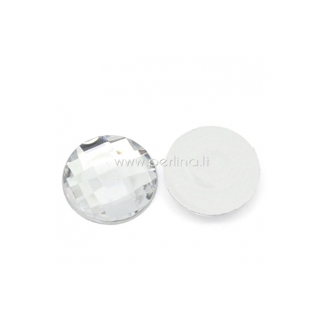 Acrylic cabochon embellishment, faceted, clear, 18 mm