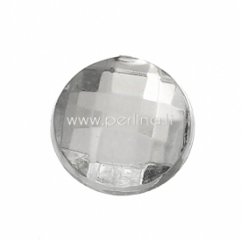 Acrylic cabochon embellishment, faceted, clear, 8 mm