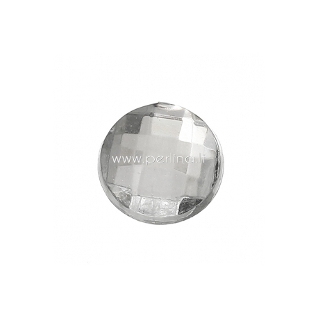 Acrylic cabochon embellishment, faceted, clear, 8 mm