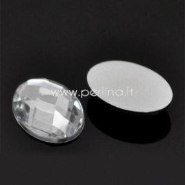 Akrilinis kabošonas, briaunuotas, pilkos/skaidrios sp.,18x13 mm