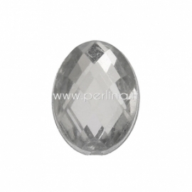 Acrylic cabochon embellishment, faceted, clear, 10x7 mm