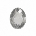 Acrylic cabochon embellishment, faceted, clear, 10x7 mm
