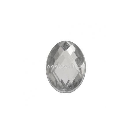 Akrilinis kabošonas, briaunuotas, skaidrios sp.,10x7 mm