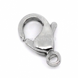 Lobster clasp, stainless steel, 12x7,5 mm, 1 pc