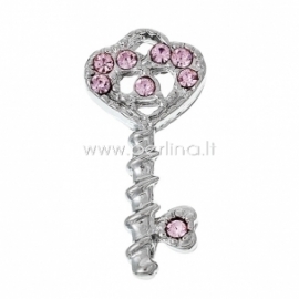 Pendant "Key", silver tone, 24x12 mm
