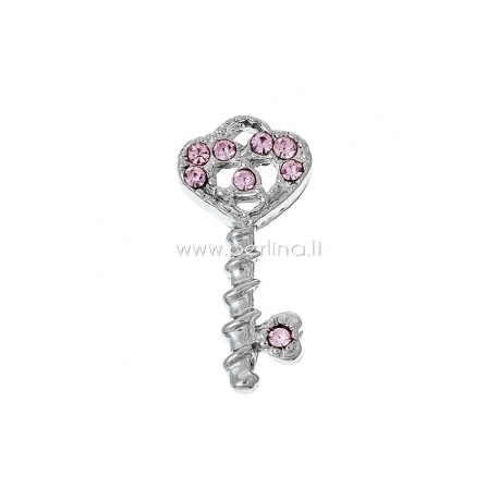 Pendant "Key", silver tone, 24x12 mm