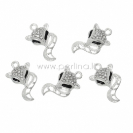 Pendant "Fox", silver tone, 22x13 mm