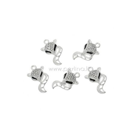 Pendant "Fox", silver tone, 22x13 mm