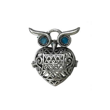 Pendant "Owl", antique silver, 40x36 mm