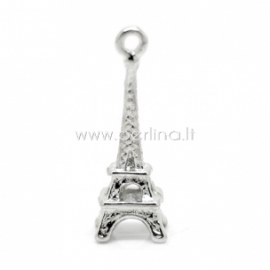 3D pendant "Eiffel Tower", silver tone, 24x8 mm