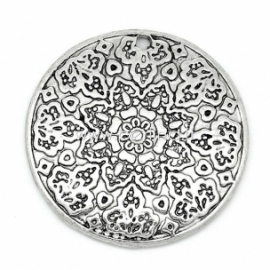 Pendant "Flower in circle", antique silver, 28 mm