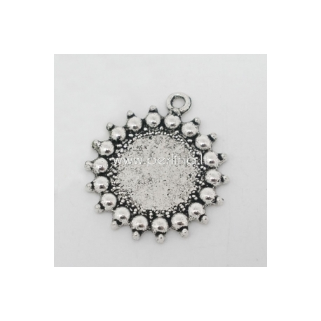Cabochon setting pendant, antique silver, 27x24 mm