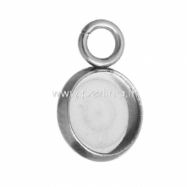 Cabochon setting pendant, stainless steel, 12x8 mm