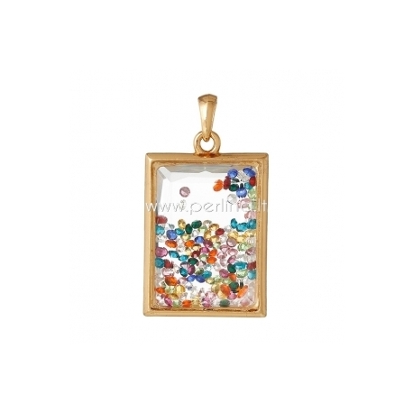Glass pendant, gold plated, 6,5x3,6 cm