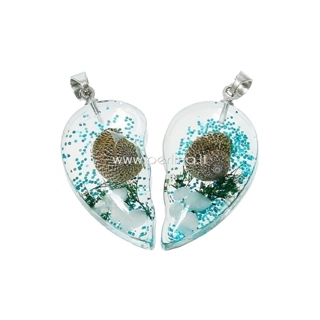 Resin pendant "Broken Heart", 34x31 mm