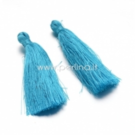 Cotton thread tassel pendant, skyblue, 80x8 mm