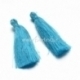 Cotton thread tassel pendant, skyblue, 80x8 mm